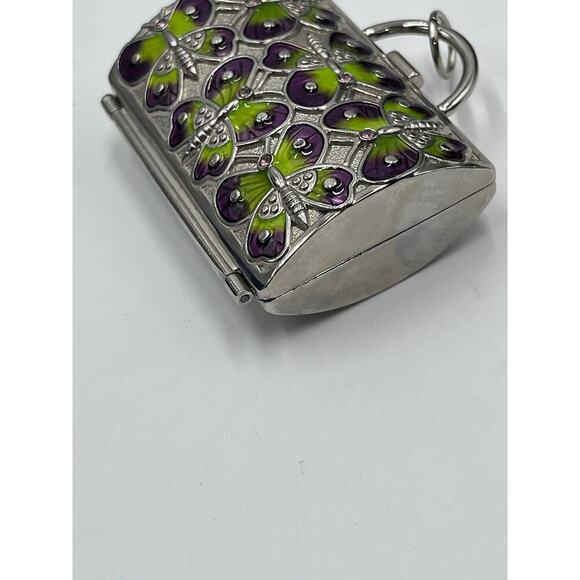 Judith Leiber Purple Green Enameled
Butterflies Motif Handbag Trinket Pill Case - Picture 3 of 8